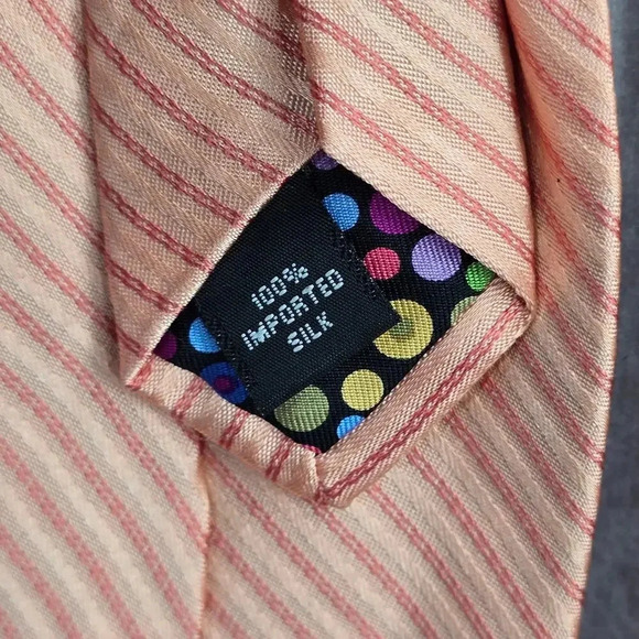 City of London Orange Pink Stripe Geometric 100% Silk Men's Neck Tie NWOT - Picture 5 of 6